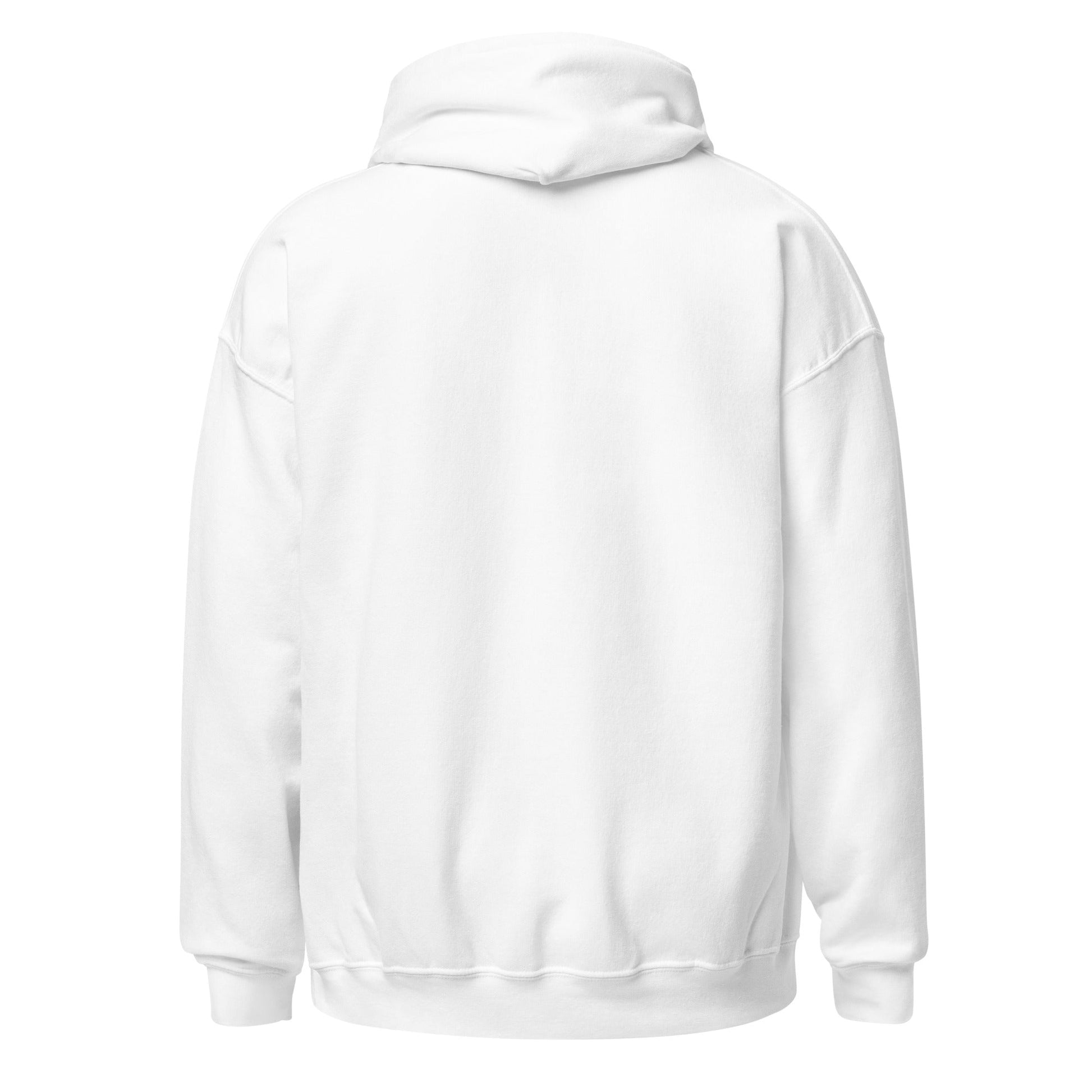 White back-view hoodie with hood and kangaroo pocket