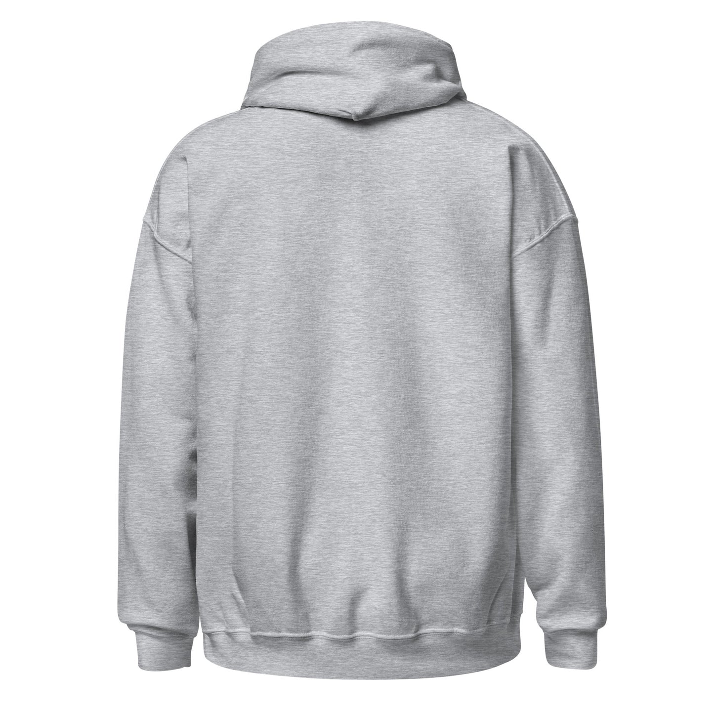 Light gray back-view hoodie with hood and kangaroo pocket