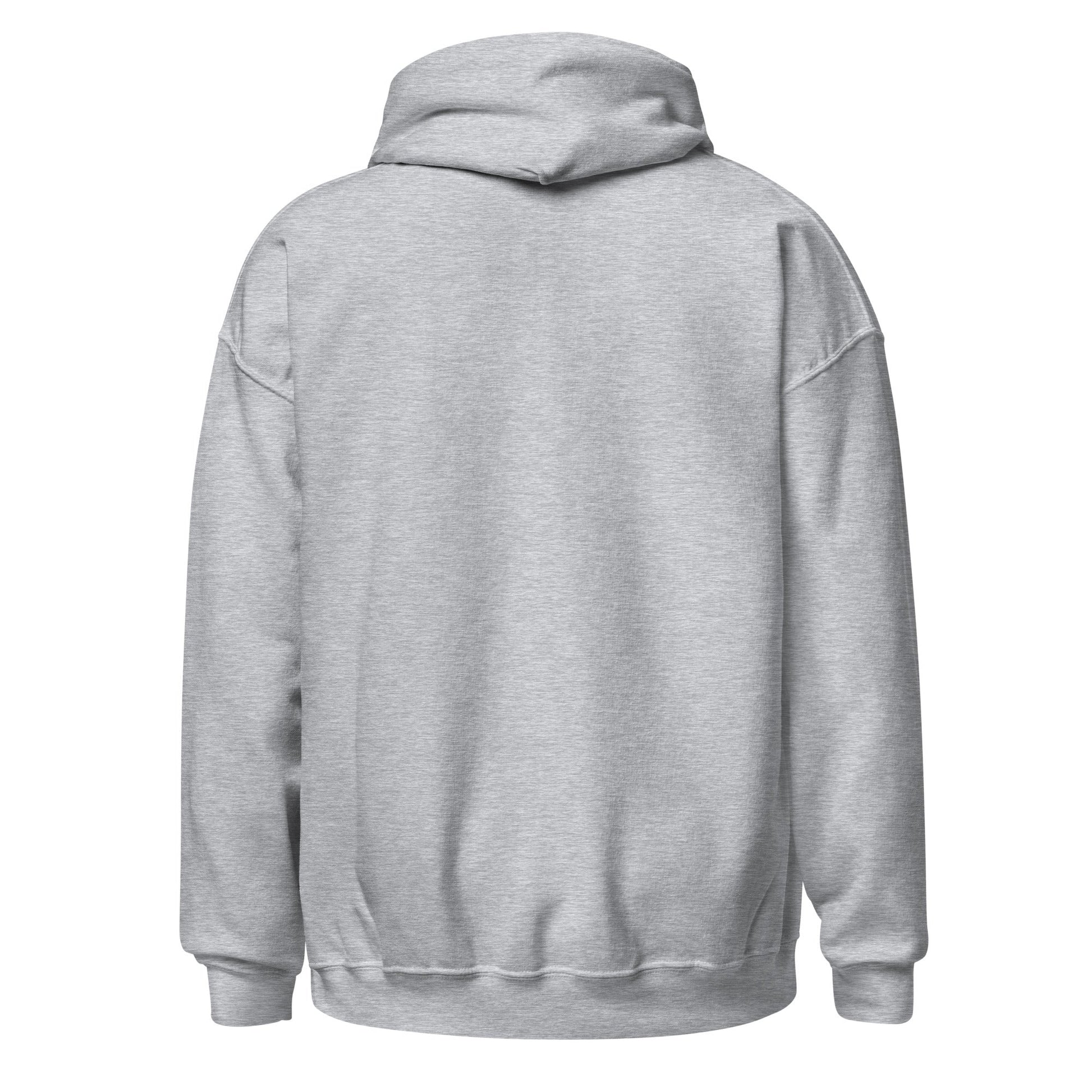 Light gray back-view hoodie with hood and kangaroo pocket