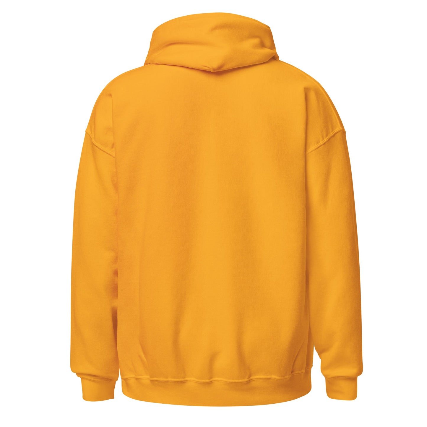 Gold back-view hoodie with hood and kangaroo pocket