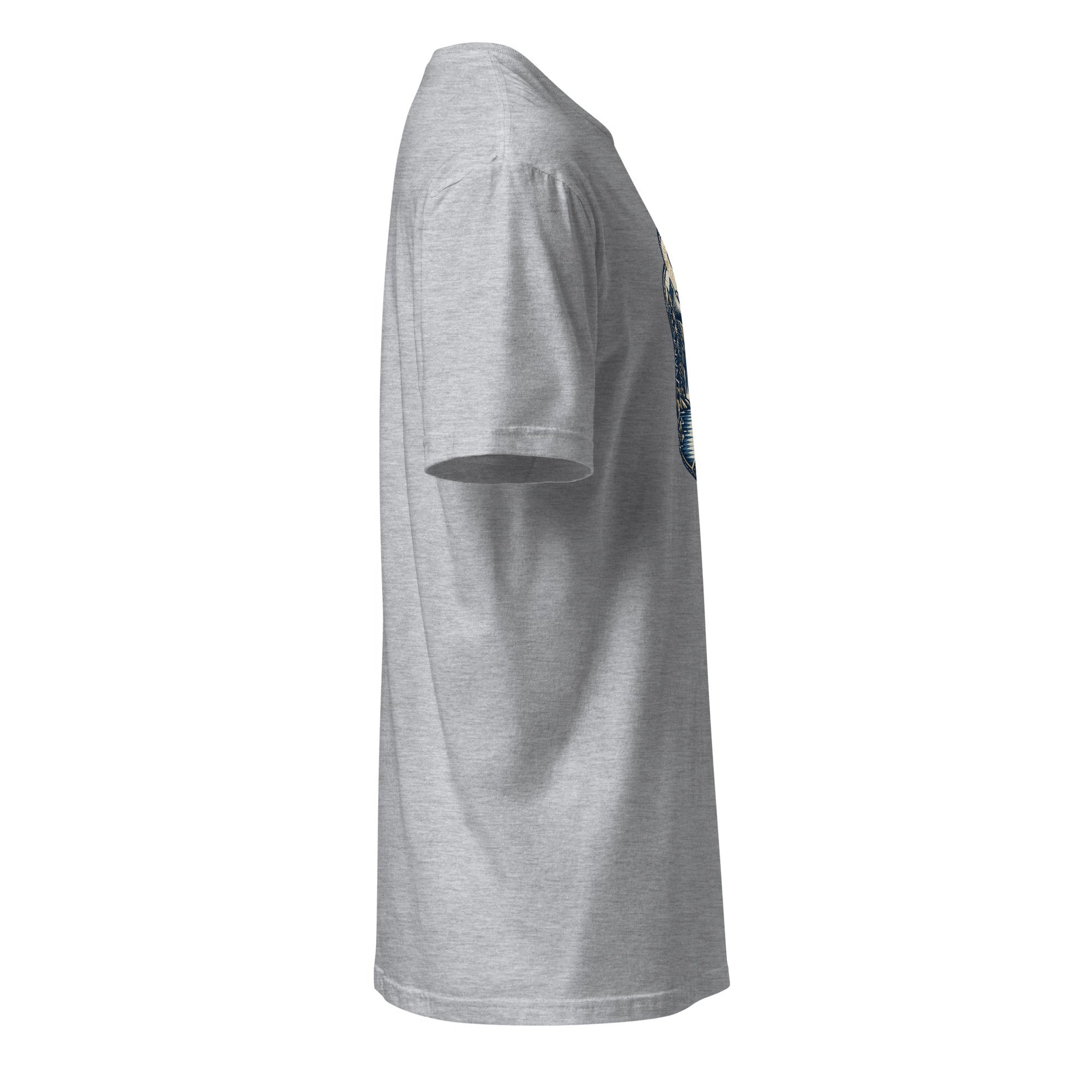 North Pyramids graphic tee, heather grey, opposite side view