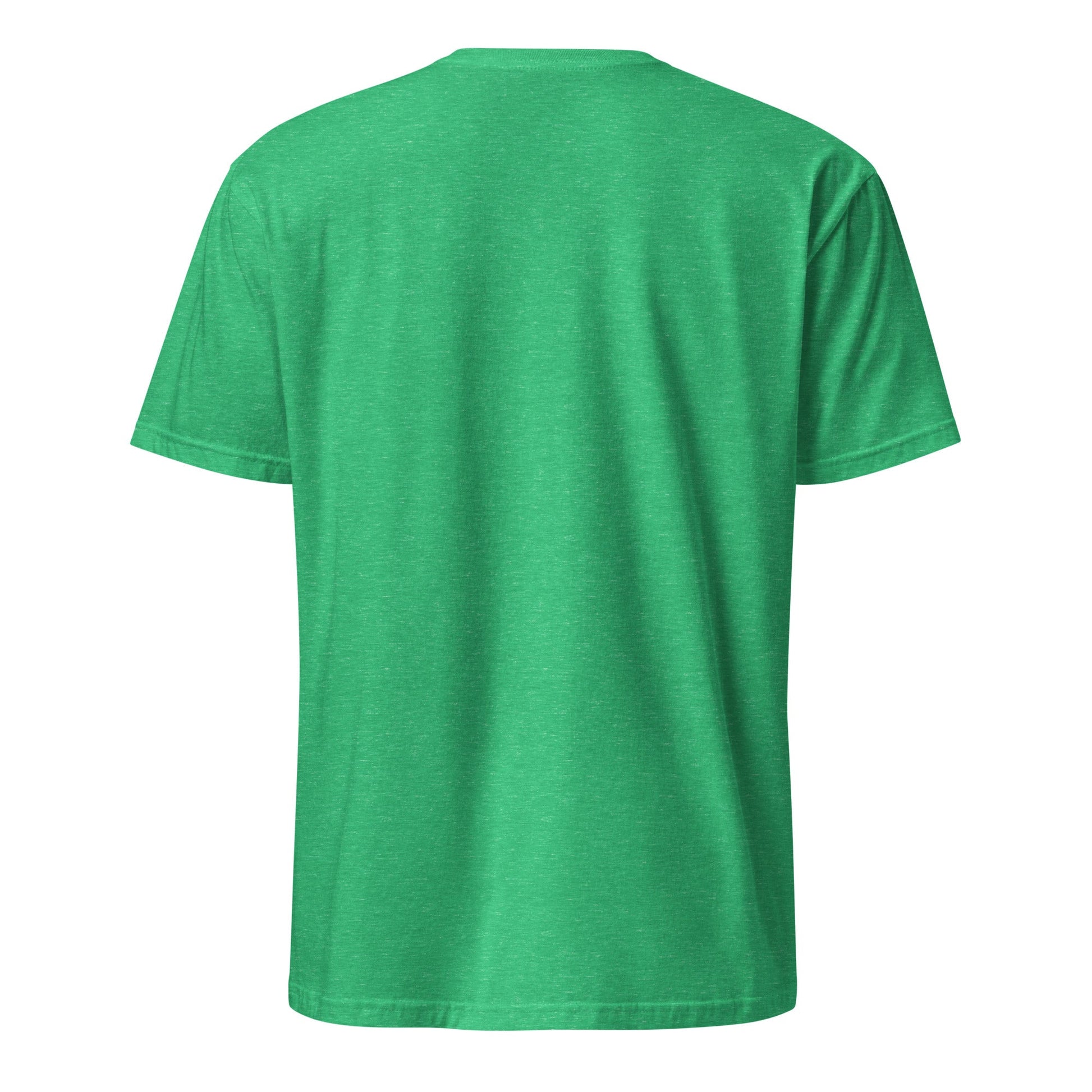 Green graphic tee, back view