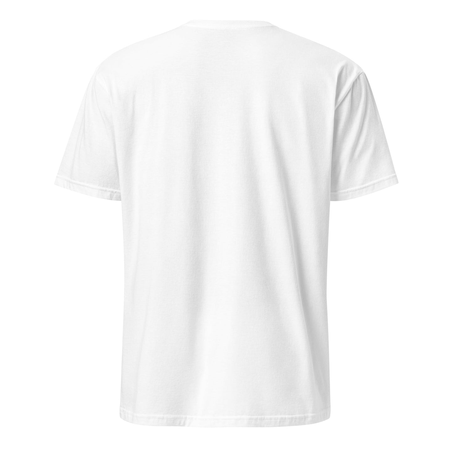 White graphic tee with plain back