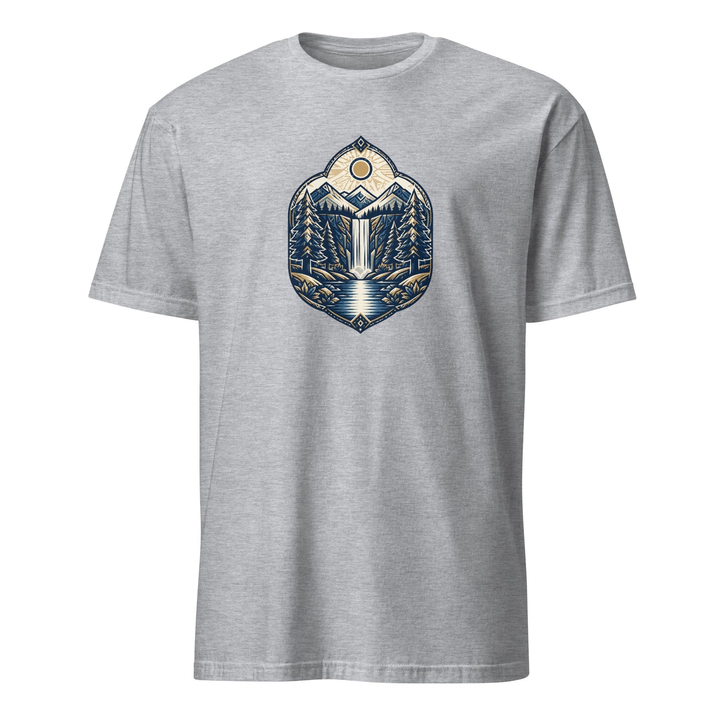 North Pyramids graphic tee, heather grey, mountain crest front print