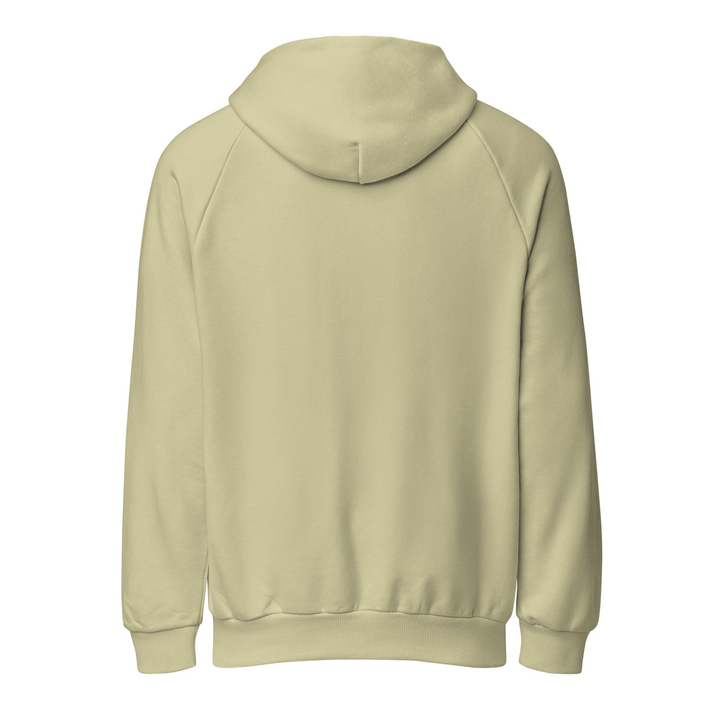 Moss green heavyweight hoodie with hood, long sleeves, floral portrait chest graphic