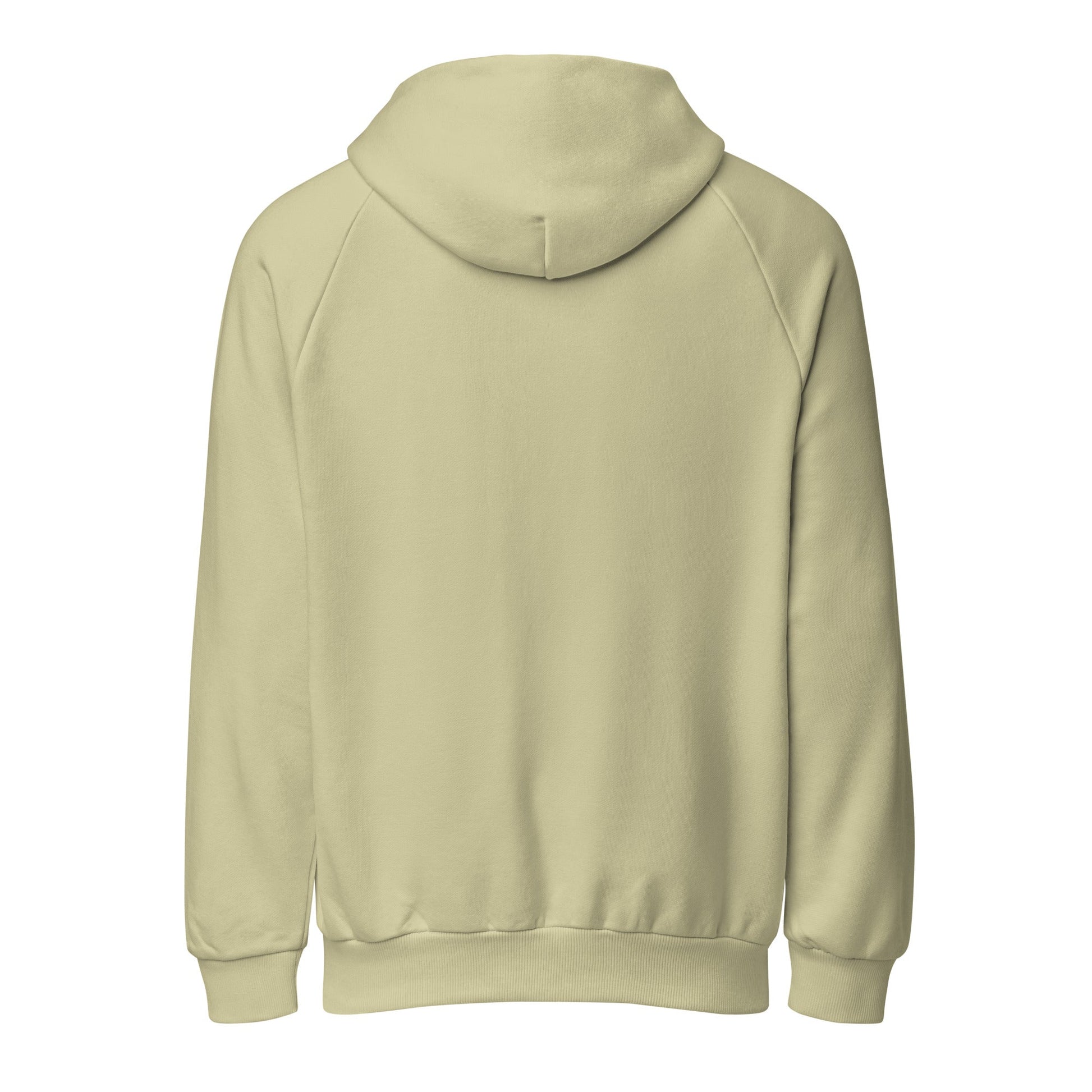 Moss green heavyweight hoodie with hood, long sleeves, floral portrait chest graphic
