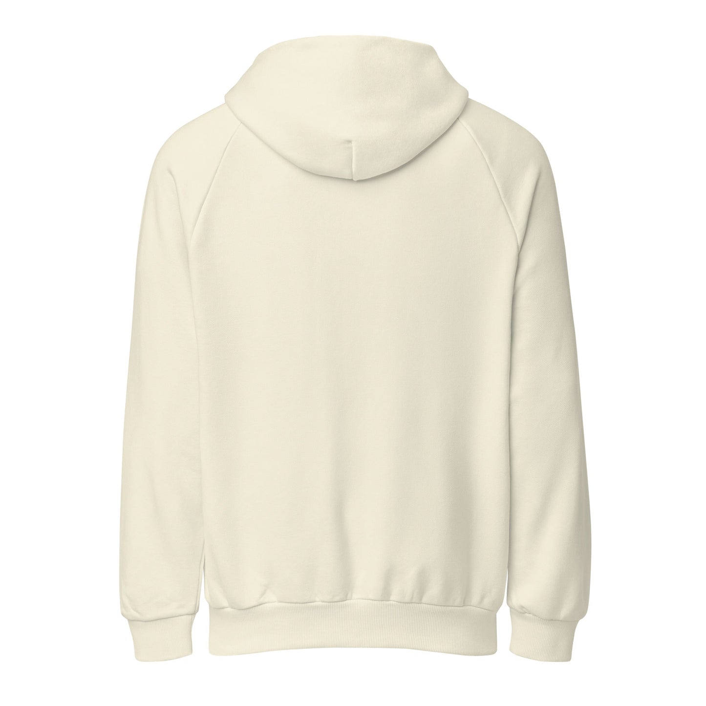 Cream heavyweight hoodie with hood, long sleeves, floral portrait chest graphic