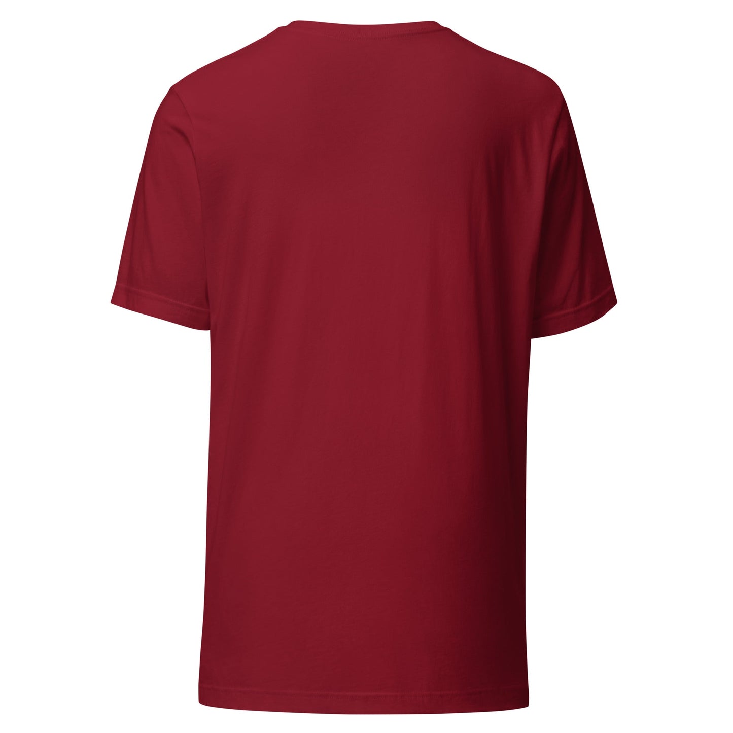 Cardinal red short-sleeve crewneck graphic tee, back view